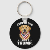 Porte-clés Retriever Même Mon Chien Aime Trump USA Drapeau (Recto)