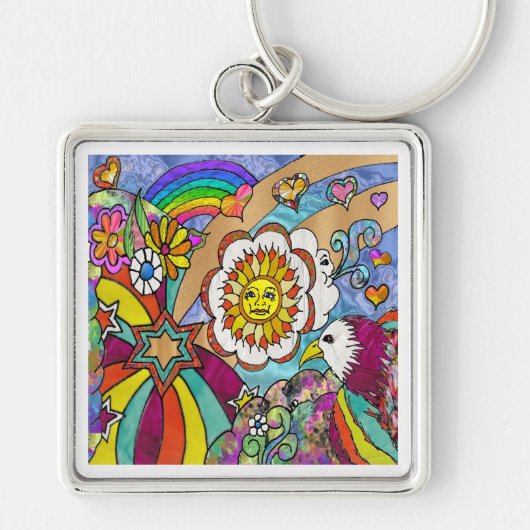 Porte-clés Retro 60s Psychedelic Sunshine Aigle Cadeaux (Devant)
