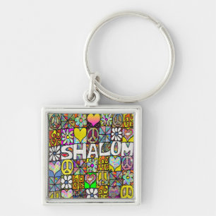 Porte-clés Rétro 60s Psychédélique Shalom AMOUR