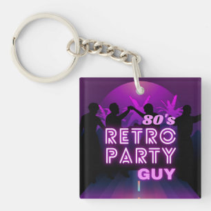 Porte-clés Retro 80 s Disco Dance Party Neon Purple Funky