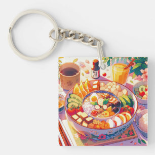 Porte-clés Retro 90s Anime Japonais Food Bowl Aesthétique