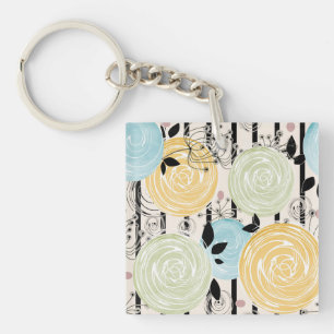 Porte-clés Rétro, abstract flowers