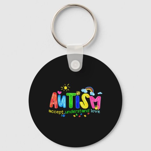 Porte-clés Rétro Autism Accepter Comprendre Aimer Être (Recto)