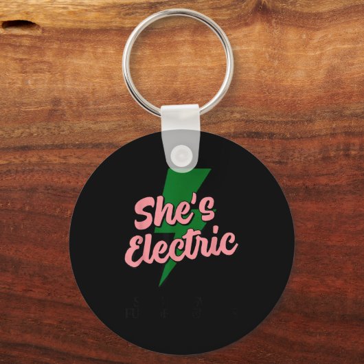 Porte-clés Retro Basic Lightning Quote She Electric Funny Sim (Recto)