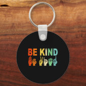 Porte-clés Retro Be Kind Main Sign ASL Sensibilisation sur l' (Recto)