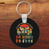 Porte-clés Retro Be Kind Puzzle Papillon ASL Enseignant Autis (Recto)