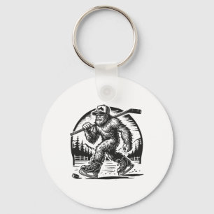 Porte-clés Retro Bigfoot Hockey Drôle Sasquatch Bigfoot Joue