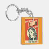 Porte-clés Retro Black Friday Pop Art Pin-Up Girl (Devant gauche)