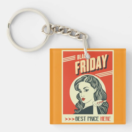 Porte-clés Retro Black Friday Pop Art Pin-Up Girl (Devant)