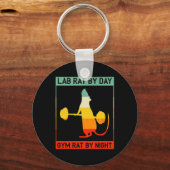 Porte-clés Retro Bodybuilding Lab Rat By Day Gym Rat By Night (Recto)
