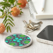Porte-clés Retro Boho Hippie Green Clover Psychedelic Mandala (Côté)