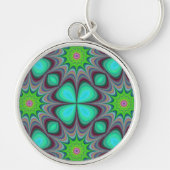 Porte-clés Retro Boho Hippie Green Clover Psychedelic Mandala (Devant)