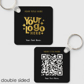 Porte-clés Retro Business Logo QR Code et texte double face