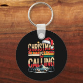 Porte-clés Retro Cabin Snowy Christmas Calling Lights Holiday (Recto)