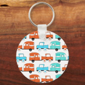 Porte-clés Rétro Camping Trailer Turquoise (Recto)