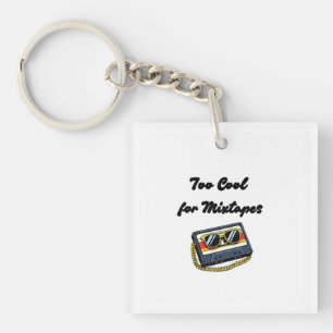 Porte-clés Retro Cassette Tape with Gold Chain and Sunglasses