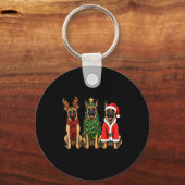 Porte-clés Retro Christmas Belgian Malinois Santa Reindeer Do (Recto)