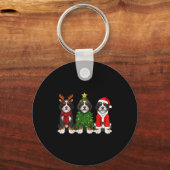 Porte-clés Retro Christmas Bernedoodle Santa Reindeer Dog Lov (Recto)