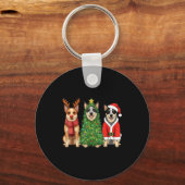 Porte-clés Retro Christmas Blue Heeler Santa Reindeer Dog Lov (Recto)