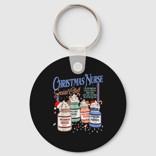 Porte-clés Retro Christmas Nurse Social Icu Nurse Profol Xmas (Recto)