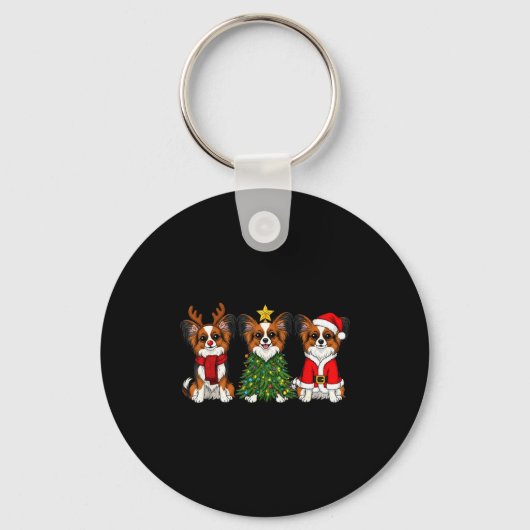 Porte-clés Retro Christmas Pallon Dog Lover Santa Reindeer (Recto)