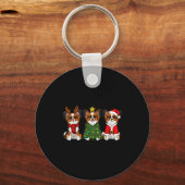 Porte-clés Retro Christmas Pallon Dog Lover Santa Reindeer (Recto)