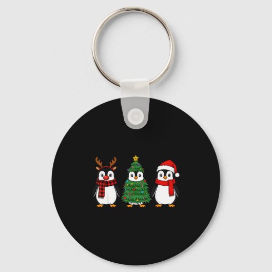 Porte-clés Retro Christmas Penguin Santa Reindeer  (Recto)