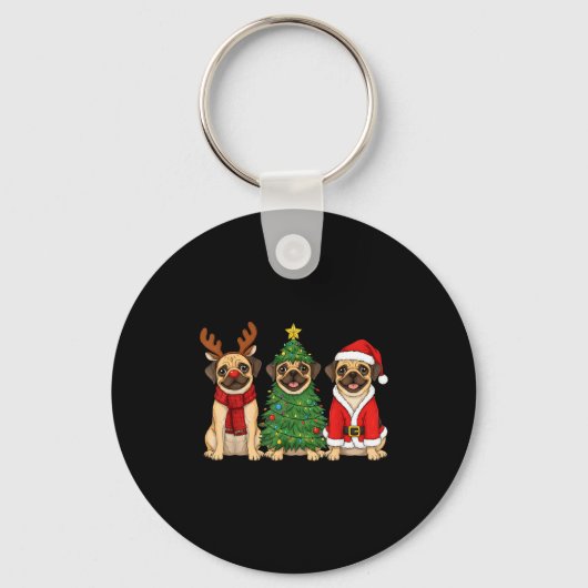 Porte-clés Retro Christmas Puggle Santa Reindeer Dog Lover (Recto)