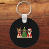 Porte-clés Retro Christmas Puggle Santa Reindeer Dog Lover (Recto)