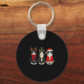 Porte-clés Retro Christmas Tuxedo Cat Santa Reindeer (Recto)