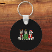 Porte-clés Retro Christmas Wolf Santa Reindeer (Recto)