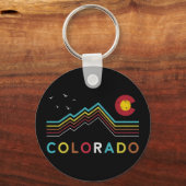 Porte-clés Retro Colorado Drapeau Rocky Mountain Souvenir (Recto)