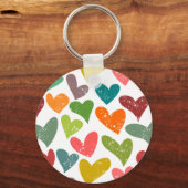 Porte-clés Retro Colorful Super Valentine Coeurs Motif (Recto)