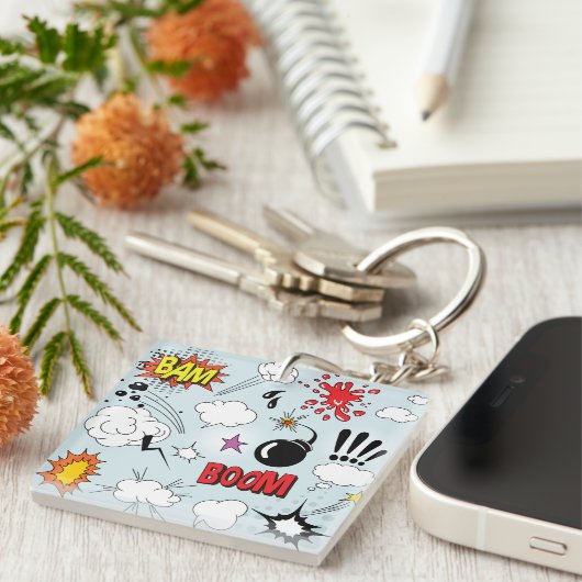 Porte-clés Retro Comic Explosion Pop Art (Devant Droit)