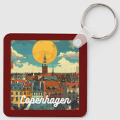 Porte-clés Retro Copenhagen Skyline (Dos)