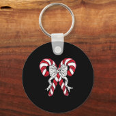 Porte-clés Retro Coquette Bow Candy Cane Christmas Season Wom (Recto)