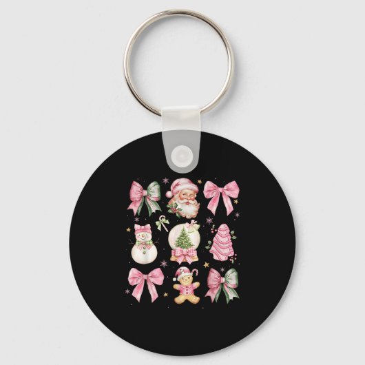 Porte-clés Retro Coquette Bow Nk Christmas Tree Snowman Xmas (Recto)