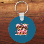 Porte-clés Retro Dachshund With Heart Sungles Valentine's Day (Recto)