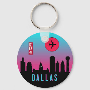 Porte-clés Retro Dallas City Texas Skyline Ville Souvenir