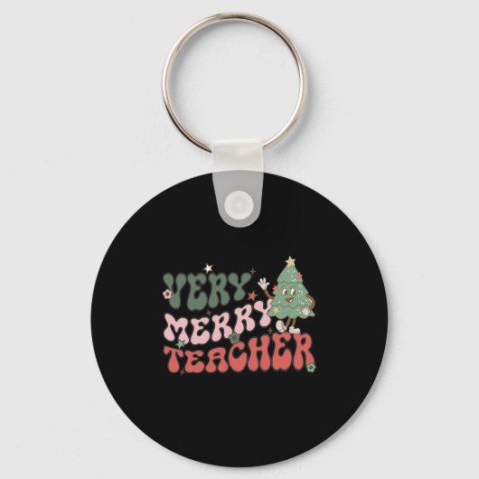 Porte-clés Retro enseignant Noël Très Joyeux enseignant (Recto)