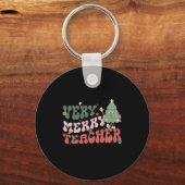 Porte-clés Retro enseignant Noël Très Joyeux enseignant (Recto)