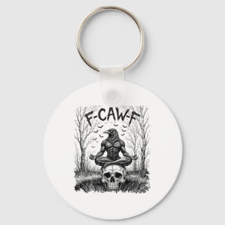 Porte-clés Retro F-caw-f Saying Meme Black Crow Yoga Seated M