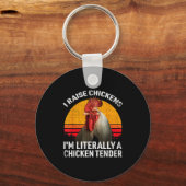 Porte-clés Retro Funny Chicken Lover Gift – I Raise Chickens (Recto)