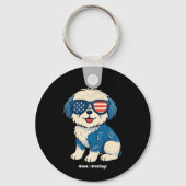 Porte-clés Retro Funny Denim Patch mignonette chien animal de (Recto)
