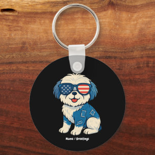 Porte-clés Retro Funny Denim Patch mignonette chien animal de