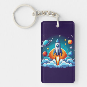 Porte-clés Retro, fusée spatiale