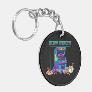 Porte-clés Retro Gamer's Fuel & Fun   Arcade Pixel Art 8-Bit