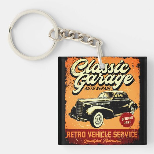 PORTE-CLÉS RETRO| GARAGE CLASSIQUE| PORTE - CLÉ (Devant)