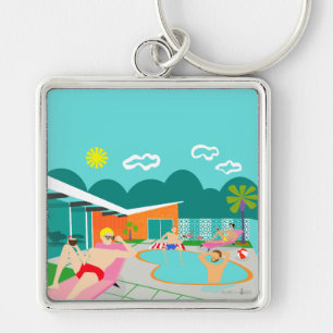 Porte-clés Retro Gay Pool Party Keychain