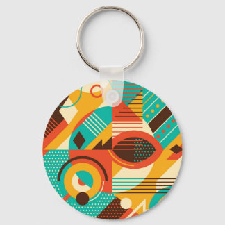 Porte-clés Rétro géométrique coloré : abstraction vintage.